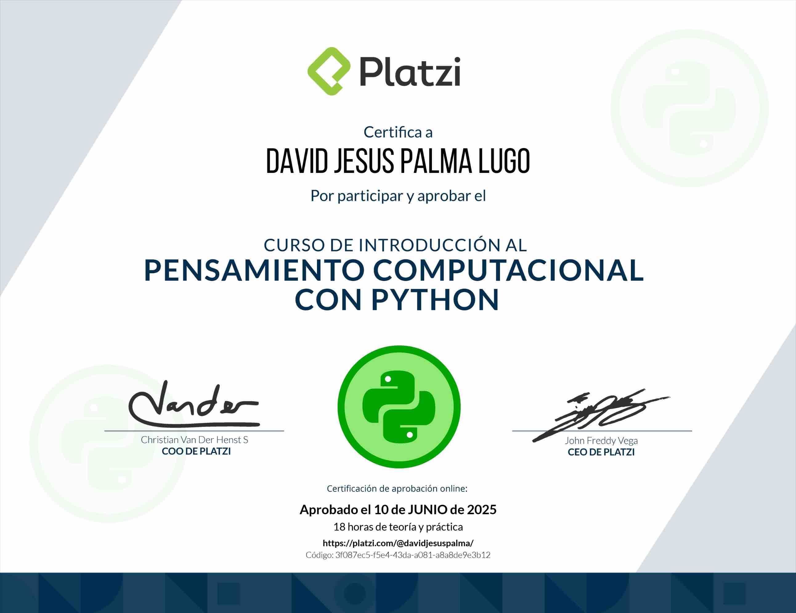 Certificado de pensamiento computacional en python