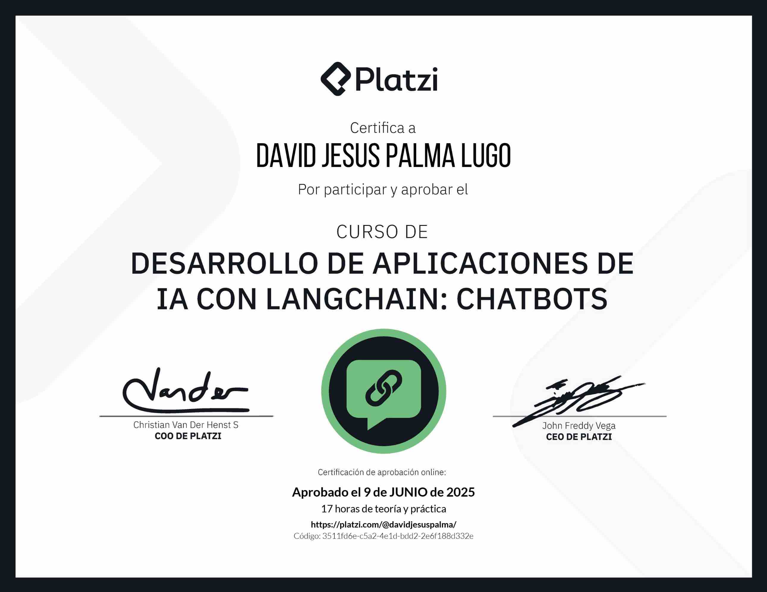 Certificado Langchain IA